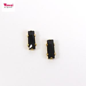 【在庫限り】爪付ガラスビジュースクエア10×5mm ジェット×ゴールド2個 | ビーズ アクセサリー 手作り アクセサリー 通販｜shugale1