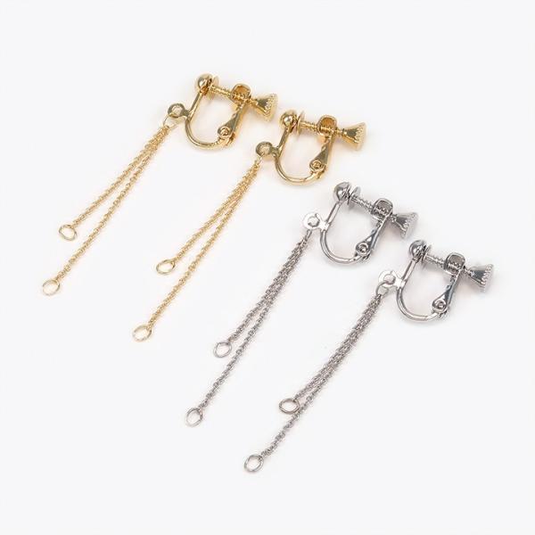 CraftCafe イヤリング 細小判チェーン 35&amp;25mm付 1ペア ゴールド・シルバー | パ...