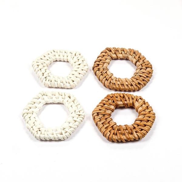 ラタン六角フープ 約45×37mm 2ヶ | ラタンパーツ 4.5×3.7cm 籐 天然素材 ナチュ...