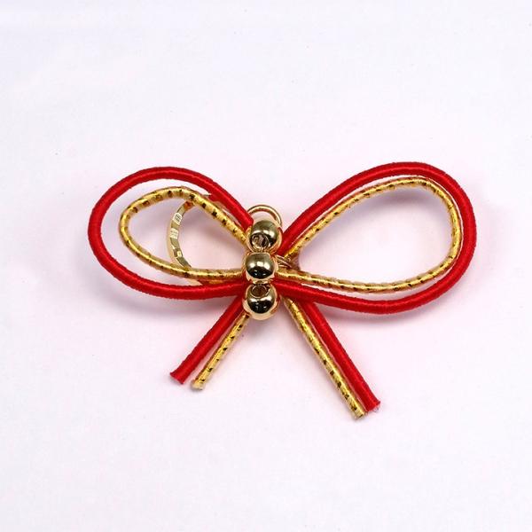 蝶結び水引×メタルフープ  ゴールドカン付 レッド 1ヶ | 水引 ビーズ パーツ アクセサリー ピ...