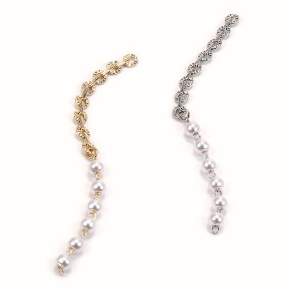 CraftCafe 下がりパーツ チェーン&amp;パール 約62mm 1ヶ ゴールド/シルバー | ビーズ...