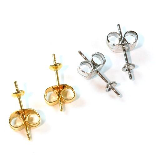 ピアス 金具 皿直結 SUSピアス 3mm 3セット ゴールド シルバー | パーツ ピアスパーツ ...