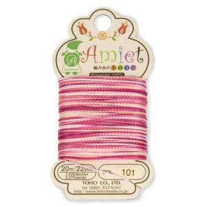 ビーズ 糸・コード あみいと 糸 マーブルピンク 101｜shugale1