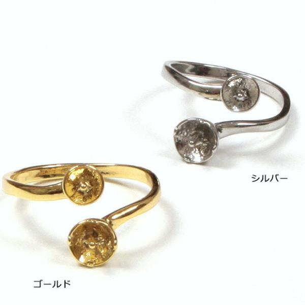 ビーズ リングパーツ フォークリング 両芯 ゴールド・シルバー｜ビーズ 金具 リングパーツ アクセサ...