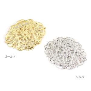 ビーズ　金具　スカシブローチ金具 楕円 ゴールド・シルバー｜ビーズ｜パーツ｜金具｜ブローチ｜アクセサリー｜