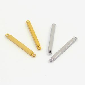 ビーズ メタリック メタルバー 角 両カン付き 20mm シルバー ゴールド ビーズ 金具 メタルバー 20mm パーツ