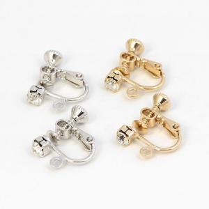 イヤリング 金具 ネジばねタイプ 1石付 カン付 シルバー ゴールド   イヤリングパーツ アクセサリー金具 アクセサリーパーツ