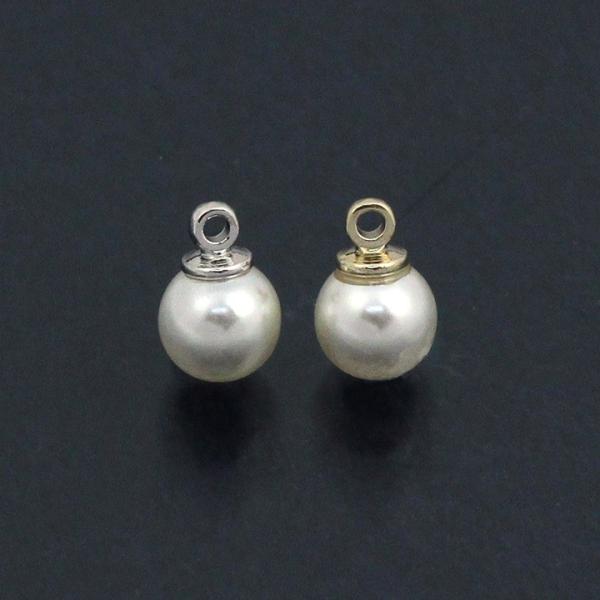 ビーズ カン付きパール ヒートンパール 5mm シルバー｜ビーズ｜パーツ｜チャーム｜カン付き｜シンプ...