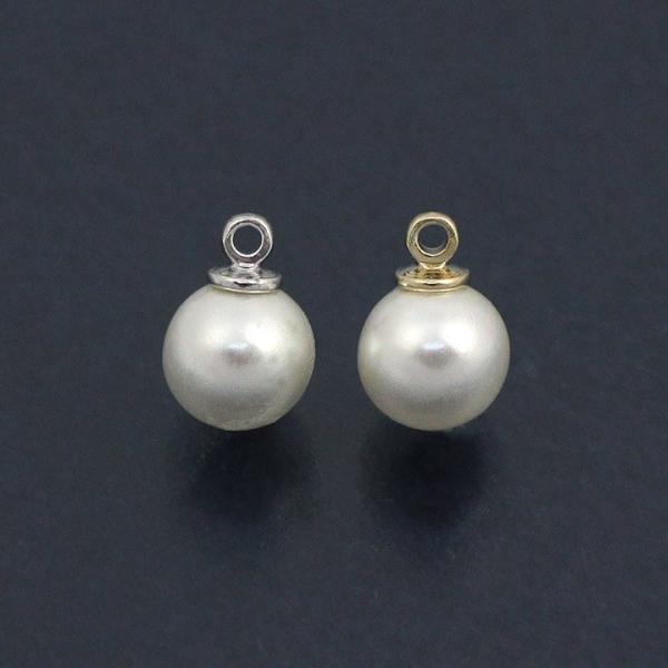 ビーズ カン付きパール ヒートンパール 6mm シルバー｜ビーズ｜パーツ｜チャーム｜カン付き｜シンプ...