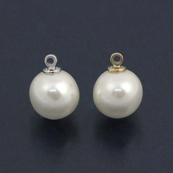 ビーズ カン付きパール ヒートンパール 8mm シルバー｜ビーズ｜パーツ｜チャーム｜カン付き｜シンプ...