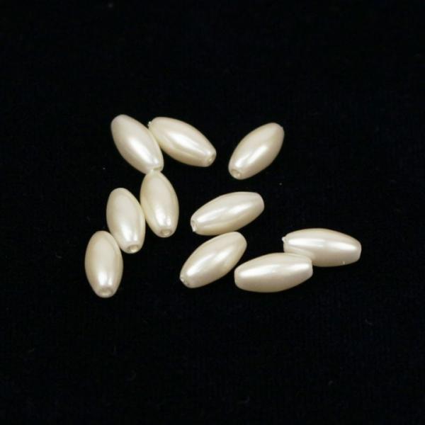 パールビーズ ナツメ型 4×8mm 白 10ヶ | パール ビーズ なつめ トーカイ