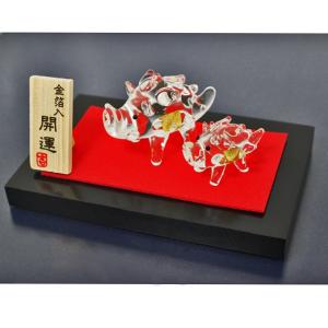 金の亥 親子   置物 とんぼ玉 干支 開運 亥 いのしし 金箔 金運 お正月