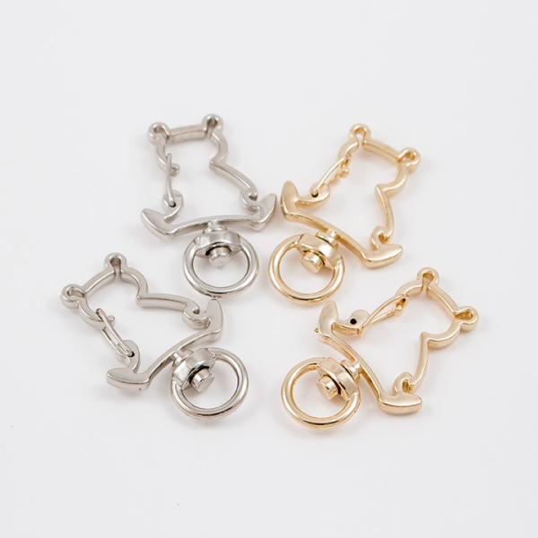 キーホルダー 2ヶ入 クマ ゴールド・シルバー | キーホルダー 金具 クマ フック ゴールド シル...