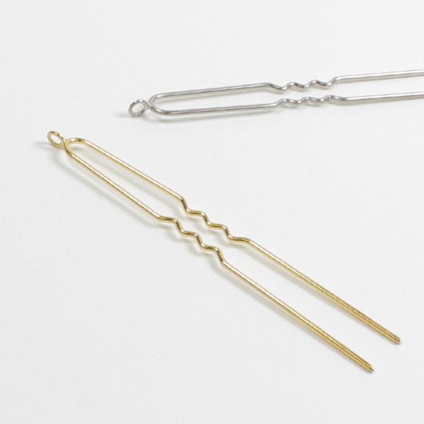 かんざしパーツ カン付き2また 80mm | 髪飾り 金具 パーツ ヘア金具 ワイヤーかんざし 成人...