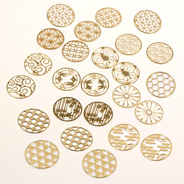 和柄透かしパーツ 15mm ゴールド 2ヶ入 | 浴衣 お祭り スカシ パーツ 透かしパーツ 和柄 ...