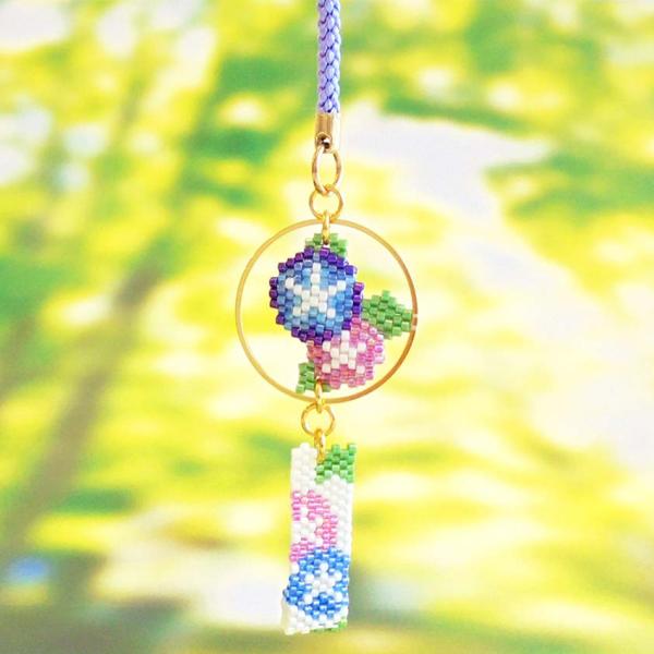 ビーズキット 京・風鈴柄根付け 朝顔 PB-288 | ビースキット ビーズ キット ビーズステッチ