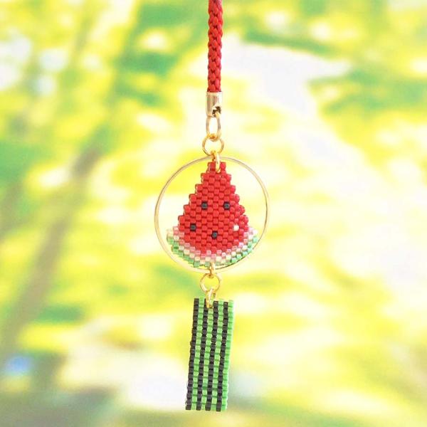 ビーズキット 京・風鈴柄根付け スイカ PB-290 | ビースキット ビーズ キット ビーズステッ...