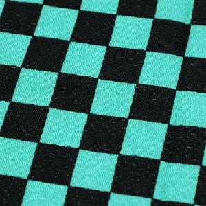 【在庫限り】カットクロス 市松模様 ちりめん友仙幅 70×48cm 緑×黒｜生地 布 布地 はぎれ カット布 カットクロス 話題の和柄 ちりめん つまみ細工