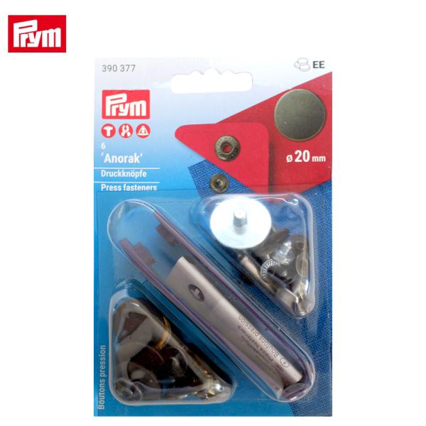 Prym プリム 脱着しやすい アノラックスナップ 20mm BK ブラック マット 6組 取付けコ...