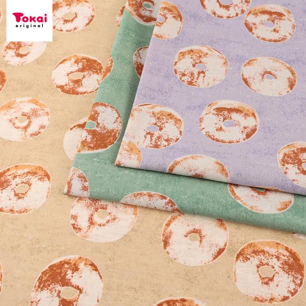 おいしい布たち 砂糖ゆき ドーナツ 綿麻キャンバス 1m カットクロス | 生地 布 布地 はぎれ ...