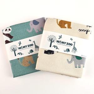 HI! MY ZOO(ハイ マイ ズー) C柄 オックス 50cm カットクロス | 生地 布 布地 はぎれ カット布 コットン100％ 動物柄 アニマル柄 北欧風 北欧調 北欧テイスト