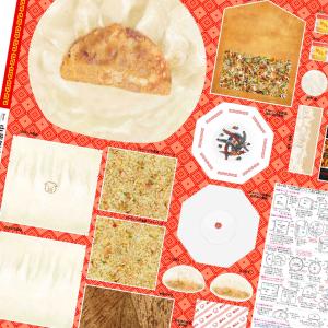 インクジェットパネル 中華飯店 108×95cm カットクロス | 生地 布 布地 はぎれ カット布 インクジェットプリント コットン100％ パネル生地 手芸 食べ物