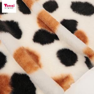 生地 布 ねこボア 三毛猫柄 70×100cm 2026 カットクロス | 布地 はぎれ カット布 アニマル柄 フェイクファー ボア ファー