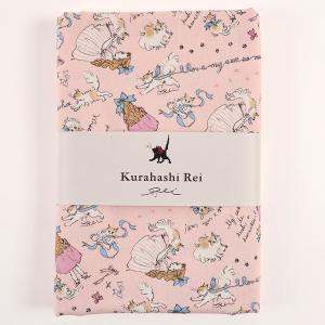 生地 布 KurahashiRei くらはしれい リボン オックス 50cm カットクロス | 布地 はぎれ カット布 かわいい ねこ 猫 ネコ