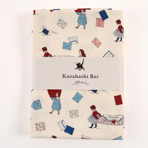 生地 布 KurahashiRei くらはしれい 手紙 オックス 50cm カットクロス | 布地 はぎれ カット布 かわいい 猫 ねこ ネコ