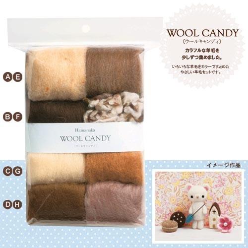 フェルト羊毛 ハマナカ ウールキャンディ8色セット アンティークブラウン｜羊毛フェルト フェルト 羊...