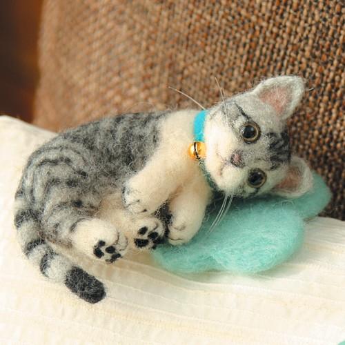 クラフト フェルト手芸 フェルト羊毛キット ハマナカ 羊毛フェルトでうちのこをつくろう サバトラ