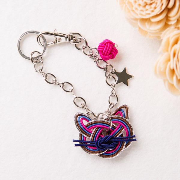 ミズヒキガールさんの猫結びキット Bag charm berry｜水引 piece ピース 水引キッ...