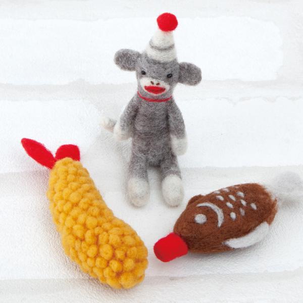 ハマナカ アクレーヌでつくるおかしなもの ソックモンキー・エビフライ・醤油さし H441-585／c...