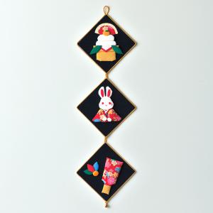 干支キット うさぎのタペストリー LH-182 干支卯   手芸キット 手作りキット 干支 ウサギ 押し絵 押絵キット タぺ タペストリー 可愛い 京ちりめん 縁起物
