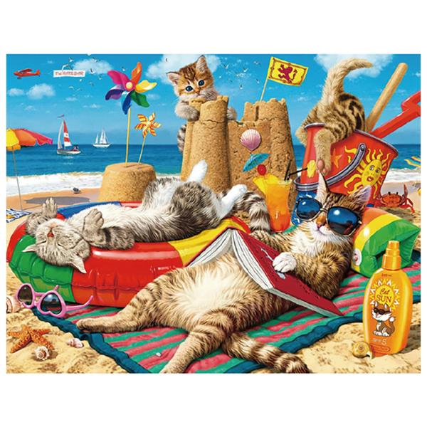 キラキラビーズアート ネコの夏休み SCB-395 ／ キャンバスサイズ 40×30cm エルベール...