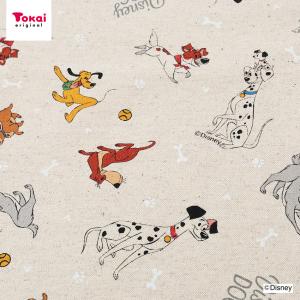ディズニー ドッグズ 綿麻キャンバス 50cm単位｜切売り 切り売り 生地 布 布地 丈夫 コットンリネン 女の子 男の子 新学期 通園 通学 グッズ イヌ 犬 いぬ