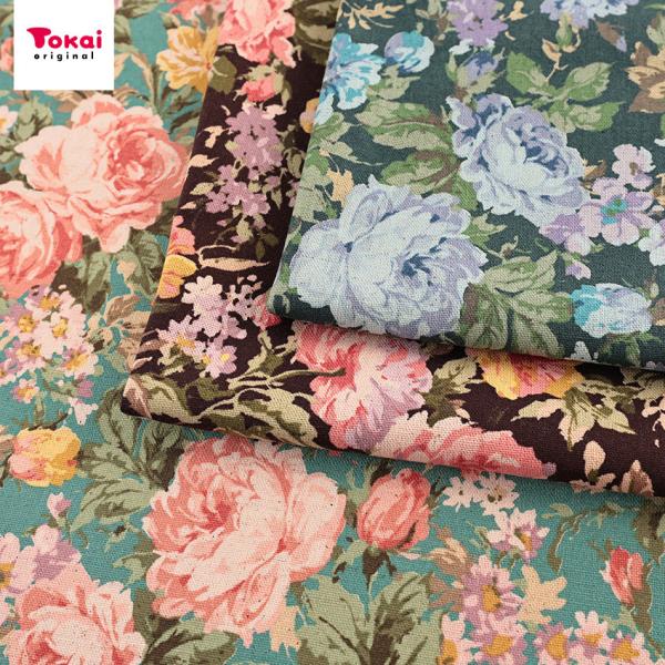 YUWA pretty roses 綿麻キャンバス 50cm単位｜有輪商店 生地 切売り 切り売り ...