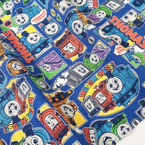 きかんしゃトーマス ステッカー柄 オックス 50cm単位 | 切売り 切り売り 生地 布 布地 キャラクター 乗り物