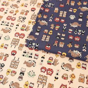 ちびプリ JAPAN アニマルオールスターズ オックス 50cm単位 | 切売り 切り売り 生地 布 布地 和柄 かわいい