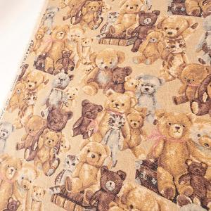 ゴブラン調プリント テディベア柄 綿麻キャンバ...の詳細画像1