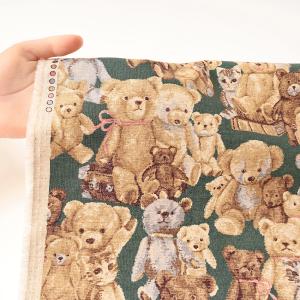 ゴブラン調プリント テディベア柄 綿麻キャンバ...の詳細画像4