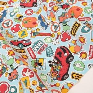 ディズニー ミッキー＆フレンズ のりもの柄 オックス 50cm単位 | 切売り 切り売り 生地 布 布地 キャラクター コットン100％