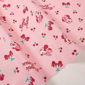 ディズニー ミニーマウス チェリー柄 オックス 50cm単位 | 切売り 切り売り 生地 布 布地 キャラクター コットン100％