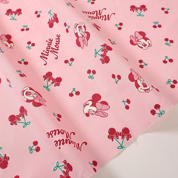 ディズニー ミニーマウス チェリー柄 オックス 50cm単位 | 切売り 切り売り 生地 布 布地 ...