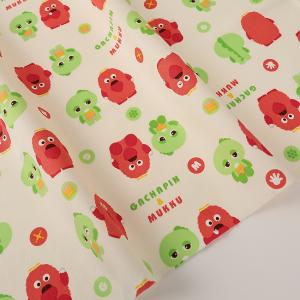 生地 布 ガチャピン・ムック ポーズ柄 オックス 50cm単位 | 切売り 切り売り 布地 キャラクター かわいい
