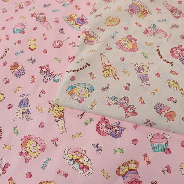 サンリオ キャラクターズ スイーツ柄 シーチング 50cm単位 | 切売り 切り売り 生地 布 布地...