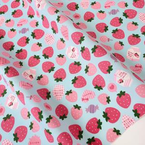 お気に入りシリーズ ストロベリーミルク ブルー オックス 50cm単位 | 切売り 切り売り 生地 布 布地 コットン100％ かわいい