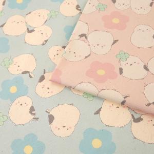 Pastel bonbon シマエナガ オックス 50cm単位 | 切売り 切り売り 生地 布 布地 コットン100％ かわいい しまえなが