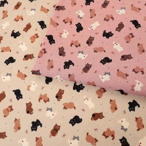 ちびプリ cute cat シーチング 50cm単位 | 切売り 切り売り 生地 布 布地 コットン100％ かわいい ねこ ネコ 猫
