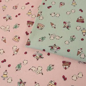 ちびプリ シマエナガスイーツ シーチング 50cm単位 | 切売り 切り売り 生地 布 布地 コットン100％ かわいい